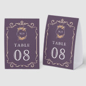 Plaque De Table Wildflower Crest Dusty Purple Wedding Table Number (Recto/verso)