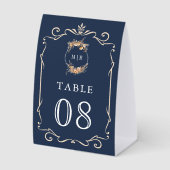 Plaque De Table Wildflower Crest Navy Blue Wedding Table Number (Recto)
