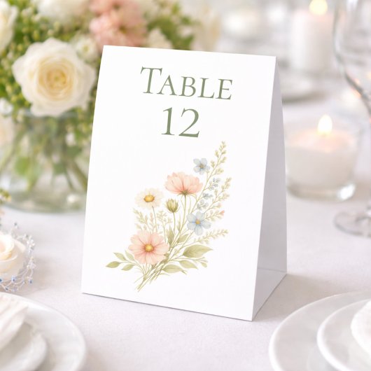 Plaque De Table Wildflower Garden Table Number Tent Sign