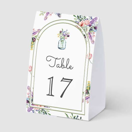 Plaque De Table Wildflower Mason Jar Arch Wedding Table Number (Verso)