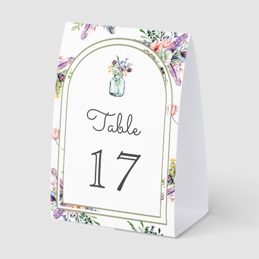 Plaque De Table Wildflower Mason Jar Arch Wedding Table Number (Recto)