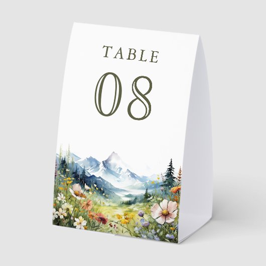 Plaque De Table Wildflower Mountain Meadow Wedding Table Number (Verso)