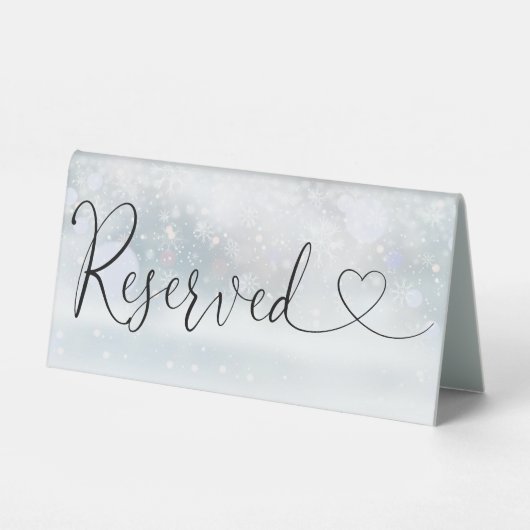 Plaque De Table WinterSnowflakes Script cardiaque réservé (Recto)