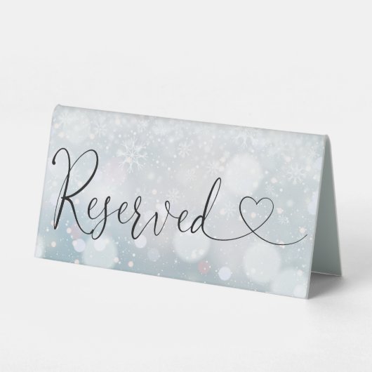 Plaque De Table WinterSnowflakes Script cardiaque réservé (Verso)
