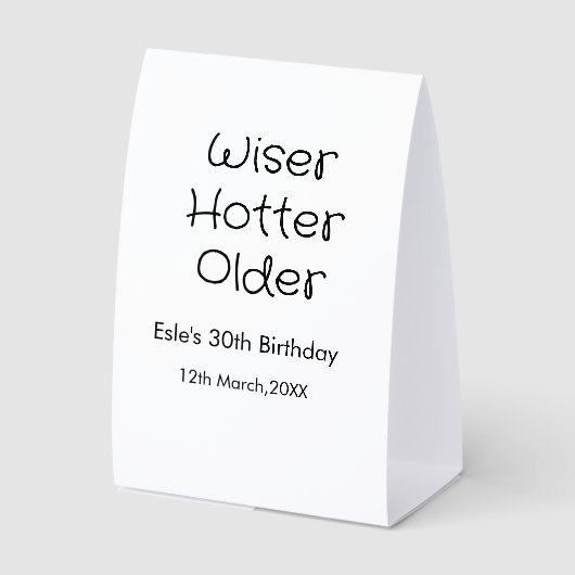 PLAQUE DE TABLE WISER PLUS CHAUD PLUS SEXY 30ÈME ANNIVERSAIRE NOM  (Recto)