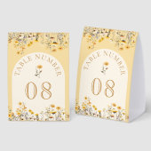 Plaque De Table Yellow Boho Wildflower Floral Wedding Table Number (Recto/verso)