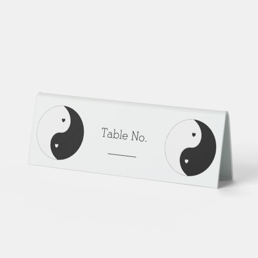 Plaque De Table Yin Yang Mariage des Coeurs Noir et Blanc (Recto)