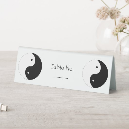 Plaque De Table Yin Yang Mariage des Coeurs Noir et Blanc (En SItu (Tableau))