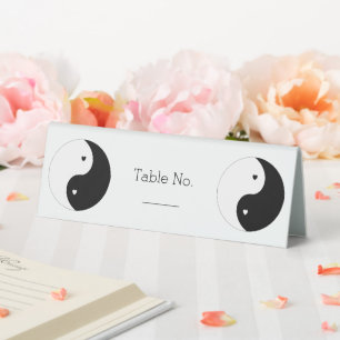 Plaque De Table Yin Yang Mariage des Coeurs Noir et Blanc