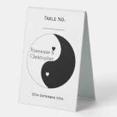 Plaque De Table Yin Yang Mariage Design Coeurs Noir Et Blanc (Recto)