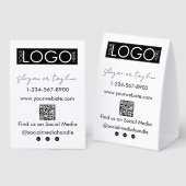 Plaque De Table Your Company Logo Storefront QR Code Social Media (Recto/verso)