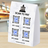 Plaque De Table Your Logo Marble 5x7 QR Code 8 Apps Scan To Pay