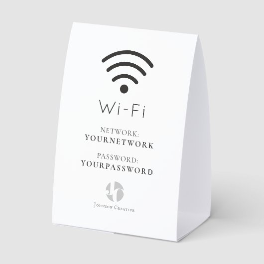Plaque De Table Your Logo Minimalist White Cafe Wi-Fi (Verso)
