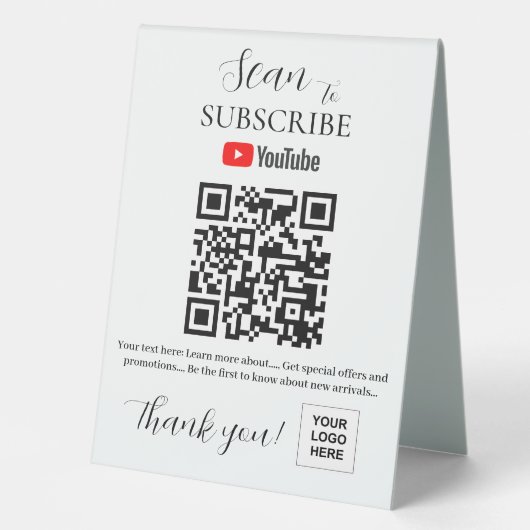 Plaque De Table YouTube Abonnez-vous au code QR Signal numérique (Recto)