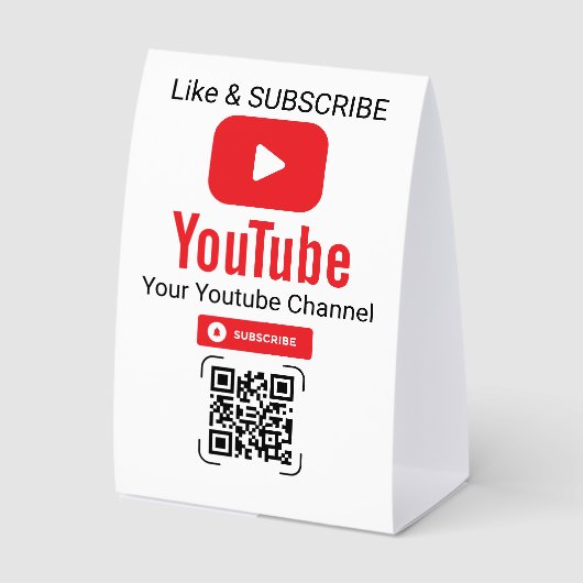 Plaque De Table YouTube Subscribe QR Code White (Recto)