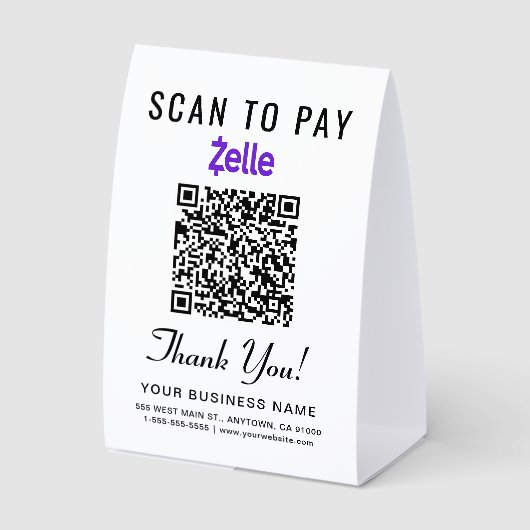 Plaque De Table Zelle Code QR Scan pour payer (Recto)