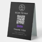 Plaque De Table Zelle QR Code Analyser pour Payer Logo Noir (Recto)