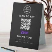 Plaque De Table Zelle QR Code Analyser pour Payer Logo Noir (En SItu (Tableau))