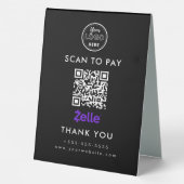 Plaque De Table Zelle QR Code Analyser pour Payer Logo Noir (Verso)