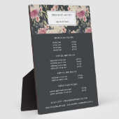 Plaque de tarification du logo floral foncé (Côté)