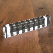 Plaque d'identification bureau noir et blanc (Taille)