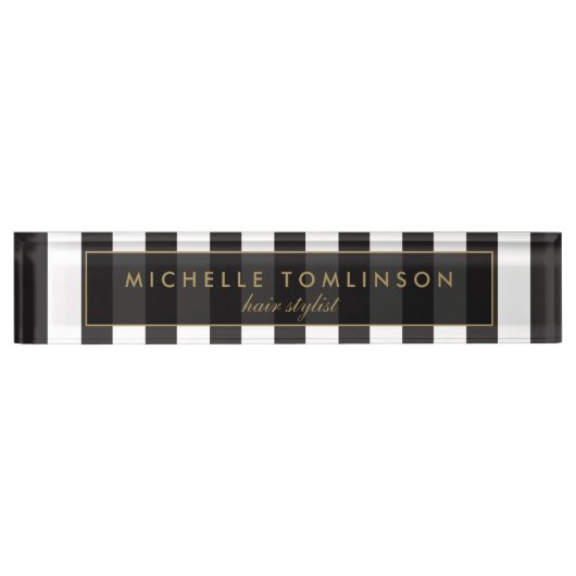 Plaque d'identification bureau noir et blanc (Devant)