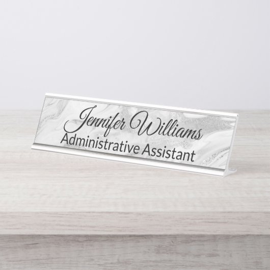 Plaque d'identification d'argent, grise et par (Devant)