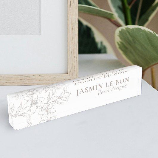 Plaque d'identification de bureau floral minimalis