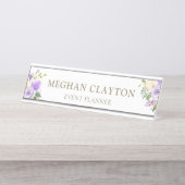 Plaque d'identification de bureau floral pourpre (Devant)