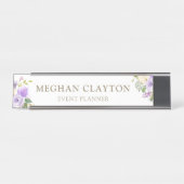 Plaque d'identification de bureau floral pourpre (Devant)