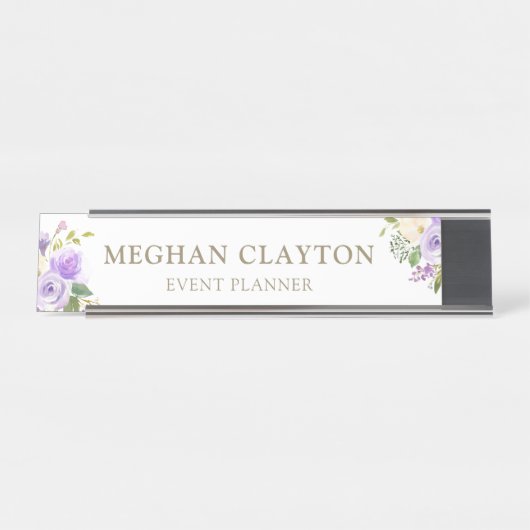 Plaque d'identification de bureau floral pourpre (Devant)