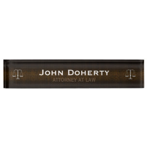 Plaque d'identification de bureau parfait brun