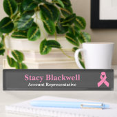 Plaque d'identification de ruban rose de cancer du