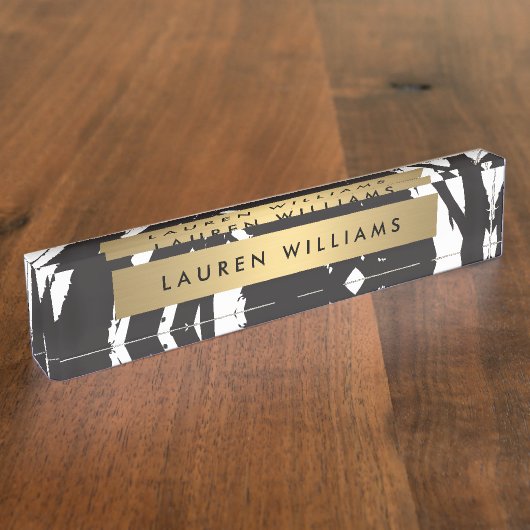 Plaque d'identification du bureau Abstraite en noi (Taille)