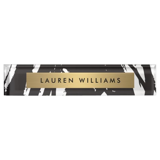 Plaque d'identification du bureau Abstraite en noi (Devant)