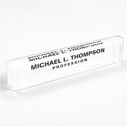 Plaque d'identification du bureau blanc