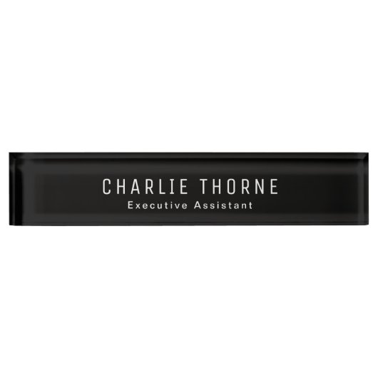Plaque d'identification du bureau noir solide avec (Devant)