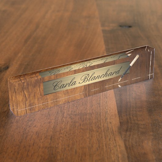 plaque d'identification du stylo à texture de bois (Taille)