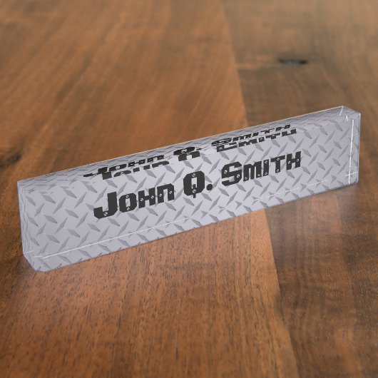 Plaque d'identification en acier gris diamant (Taille)