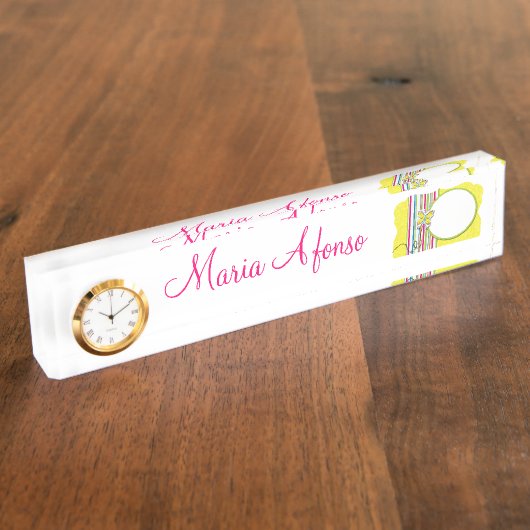 Plaque d'identification Papillon blanc rose bureau (Taille)