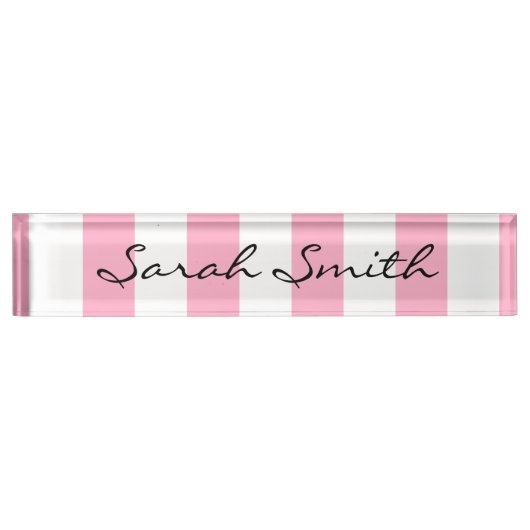 Plaque d'identification rayée de rose et blanche (Devant)