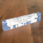 Plaque d'identification vintage bleu et blanc à mo (Taille)