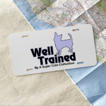 Bien Entraîné Par Une Plaque De Licence Chihuahua