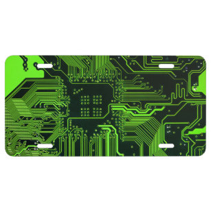 Plaque D'immatriculation Carte cool de circuit informatique verte
