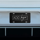 Plaque D'immatriculation Logo professionnel simple marque Noir<br><div class="desc">Créez des plaques d'immatriculation de voiture personnalisées pour votre voiture avec ce logo d'entreprise simple blanc noir conception plaque d'immatriculation, Convient à rectangle logos de l'entreprise et imprimé sur plaque d'immatriculation en aluminium ou en plastique. Vous pouvez modifier la couleur de l'arrière - plan ou ajouter du texte supplémentaire lors...</div>