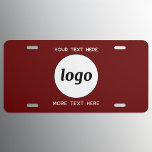 Plaque D'immatriculation Logo Simple Avec Texte Business Bourgogne Rouge<br><div class="desc">Ajoutez votre propre logo et le choix du texte à cette conception,  et modifiez la couleur arrière - plan dans l'outil de conception. Supprimez le texte supérieur ou inférieur si vous préférez. Minimaliste et professionnel.</div>