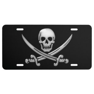 Plaque D'immatriculation Pirate Skull & Squelettes D'Épée