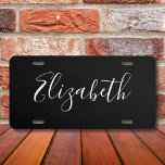 Plaque D'immatriculation Signature élégante du nom personnalisé<br><div class="desc">Customisez ce design et créez votre plaque de licence personnalisée. Vous pouvez TRANSFÉRER ce DESIGN sur d'autres produits Zazzle et l'ajuster à la plupart des articles Zazzle. Vous pouvez également cliquer sur le bouton PERSONNALISER pour ajouter, supprimer ou modifier des détails comme la couleur arrière - plan, le texte, la...</div>