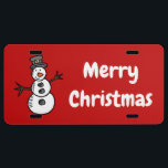 Plaque D'immatriculation Snowman<br><div class="desc">Illustration pour Noël avec décoration de bonhomme de neige mignonne et souriante et design de texte de Noël joyeux. Il est possible de changer la couleur arrière - plan et d'en ajouter une autre dans le design avec votre choix.</div>
