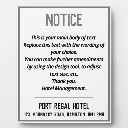 Plaque d'indication de la réception ou de la chamb (Devant)